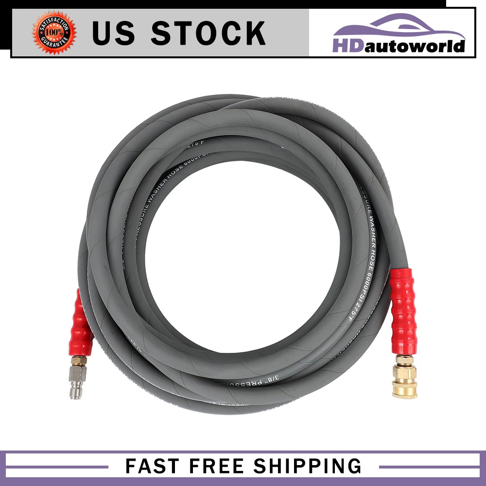 Hot Water Pressure Washer Hose 3/8″ x 50ft 6000 psi Non-Marking 2-Braid R2 Gray