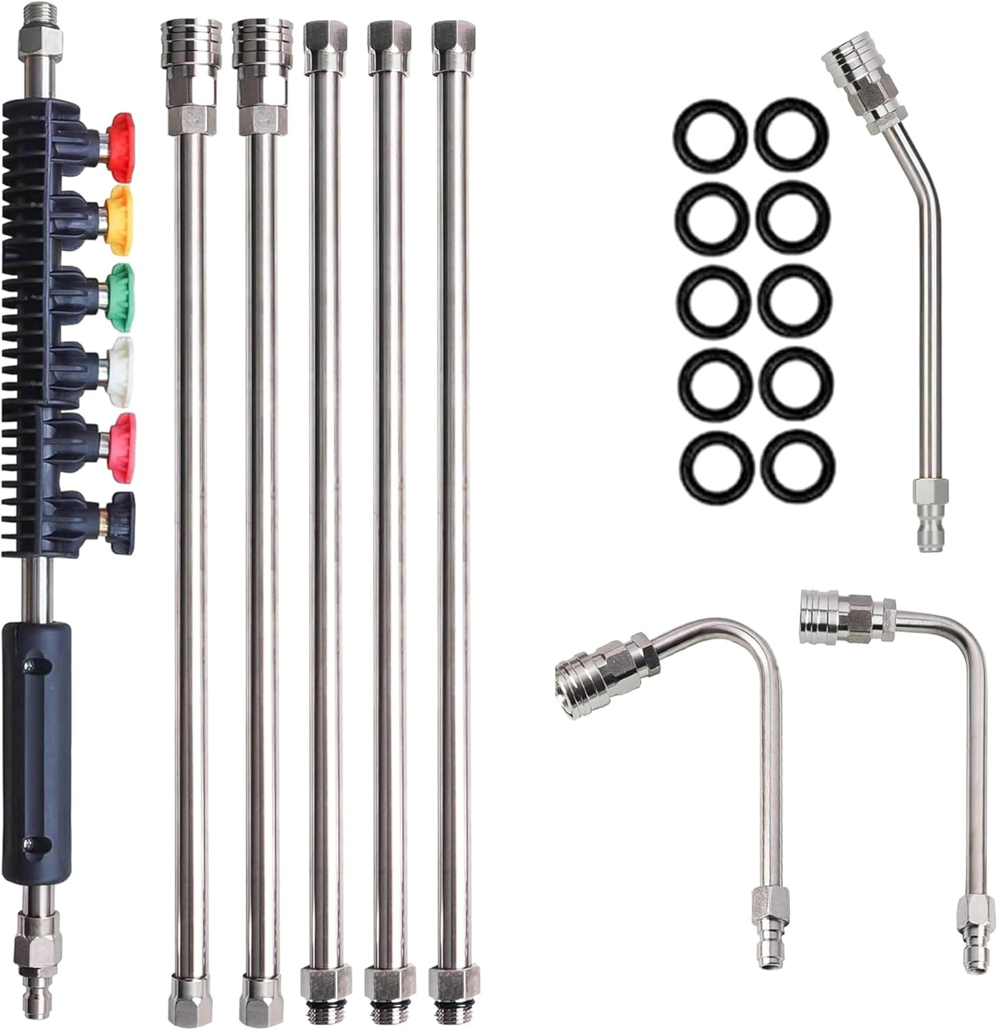 9 Pack Pressure Washer Extension Wand, Stainless Steel Power Washer Lance with 6