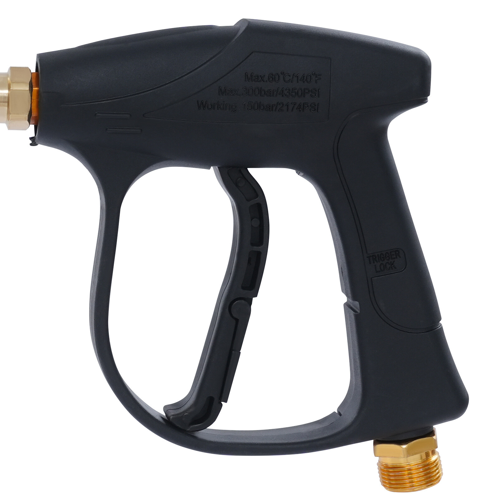 6.69in 0.22Gal Black/Silver Steel Pressure Washer Gun With 5 Replaceable Nozzles