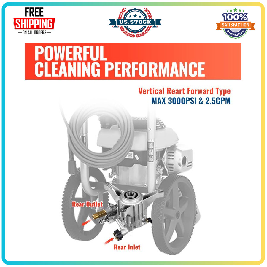 YAMATIC 7/8″ Shaft Vertical Pressure Washer Pump, 3000 PSI, 2.5 GPM Replacement