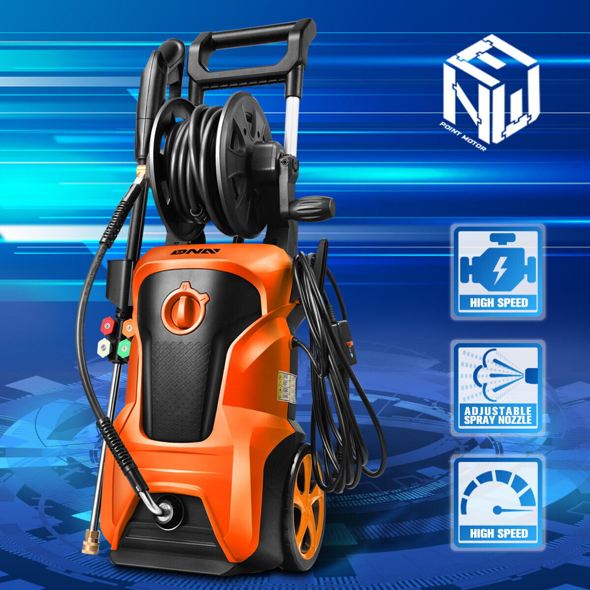 2176 PSI 2.4 GPM High-Pressure Electric Power Cleaner Car Washer Machine Orange