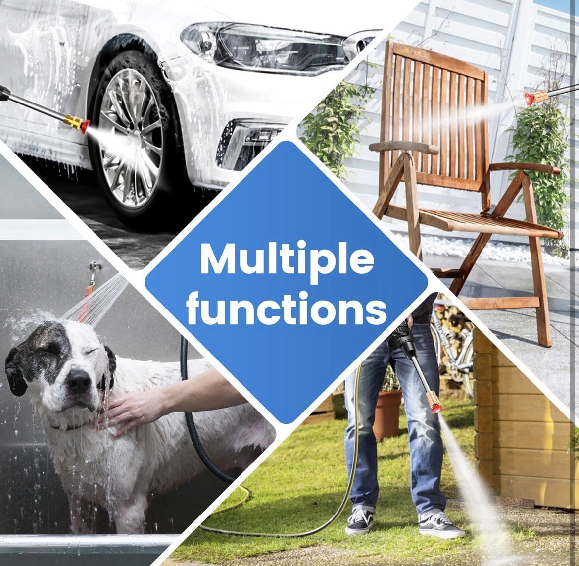 Cordless Pressure Washer 21V Battery Power Washer Portable 6in1 Nozzle Soap