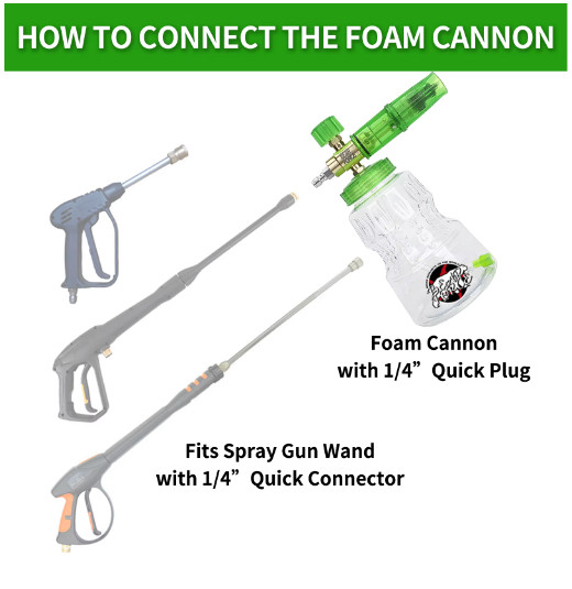 Pressure Washer Aluminum Foam Cannon Foam Generator Snow Foam Lance with 1/4”