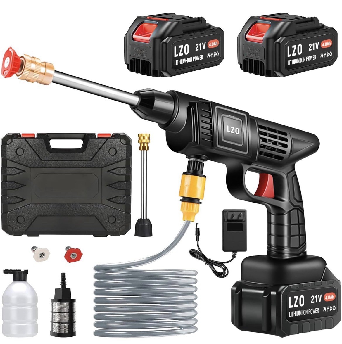 Cordless Pressure Washer 21V Battery Power Washer Portable 6in1 Nozzle Soap