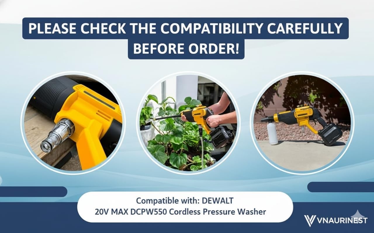 5Pcs 3/4 Inch Pressure Washer Parts Fits for DEWALT 20V MAX DCPW550 Cordless