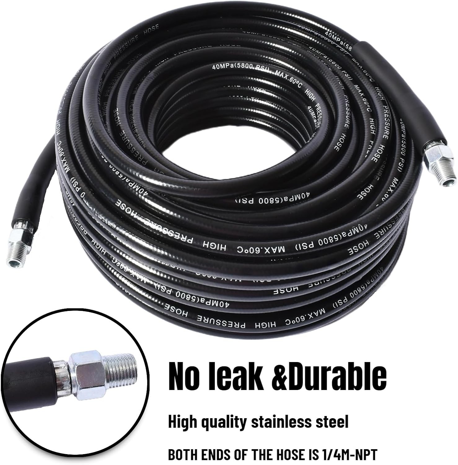 Sewer Jetter Kit for Pressure Washer 4000 PSI Drain Cleaner Hose 1/4 Female Npt,