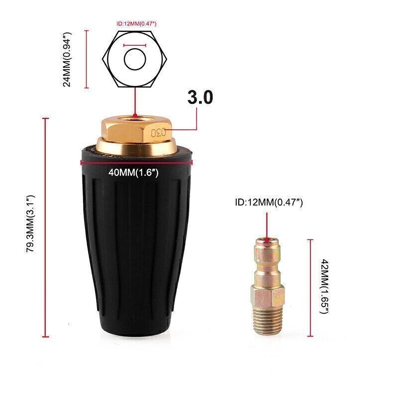 1/4″ High Power Pressure Washer Rotating Turbo Nozzle Spray Tip 2.5-4GPM 3000PSI