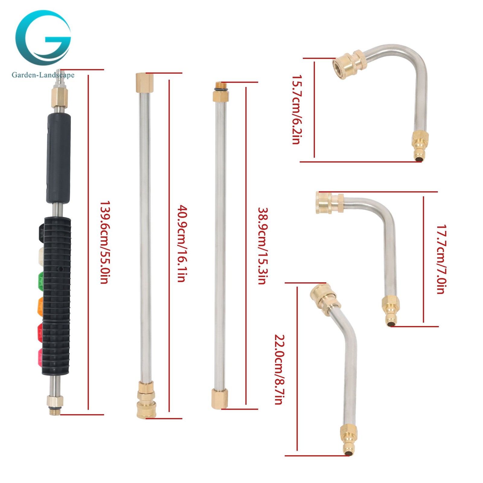 9 Pack Water Gun Extension Rod Set 1/4 Inch Quick Connect 4000 Psi High Pressure