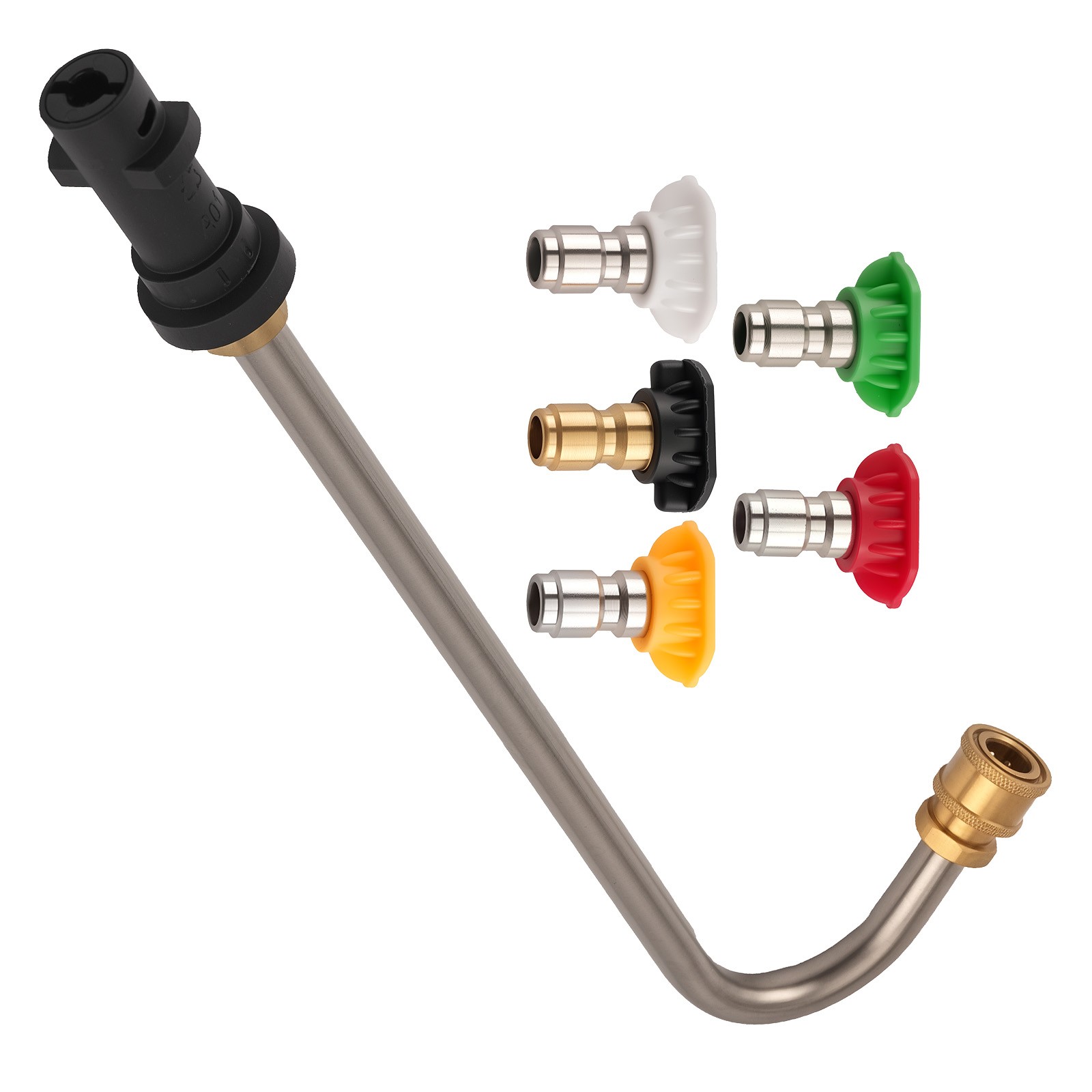 Adjustable Pressure Washer Gutter Cleaning Wand Kit 5 Nozzles Tips for K2-K7