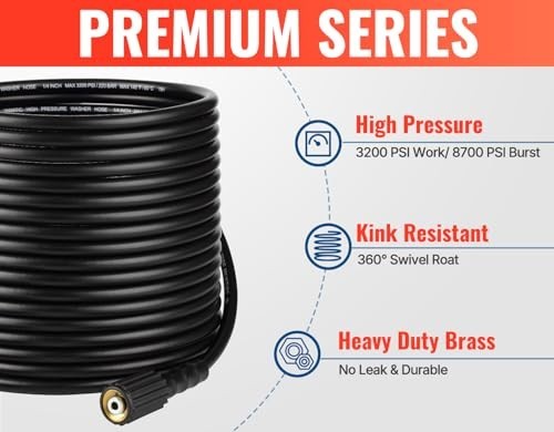 Pressure Washer Gun & Hose Kit – 50FT Kink Resistant, 4000 PSI, Quick Connect Fi