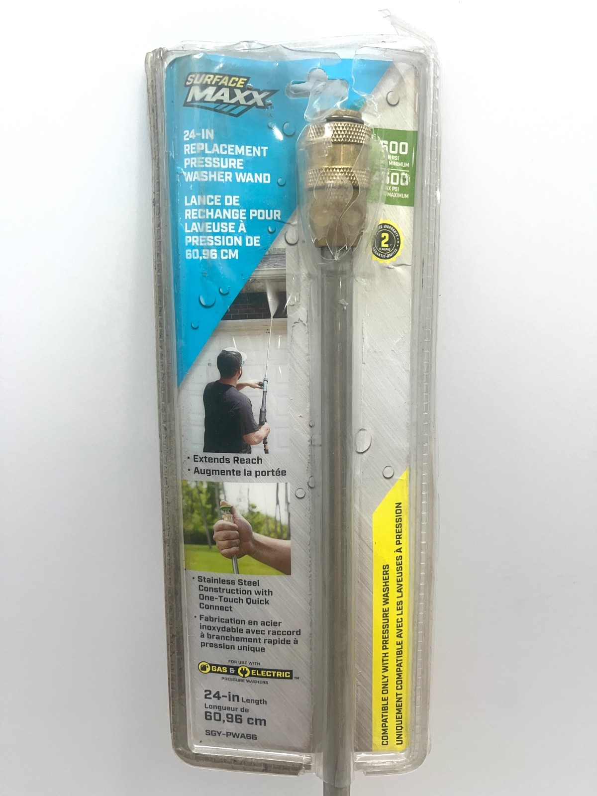 Open Box 2pk Surface Maxx 24″ Replacement Pressure Washer Wand, SGY-PWA66