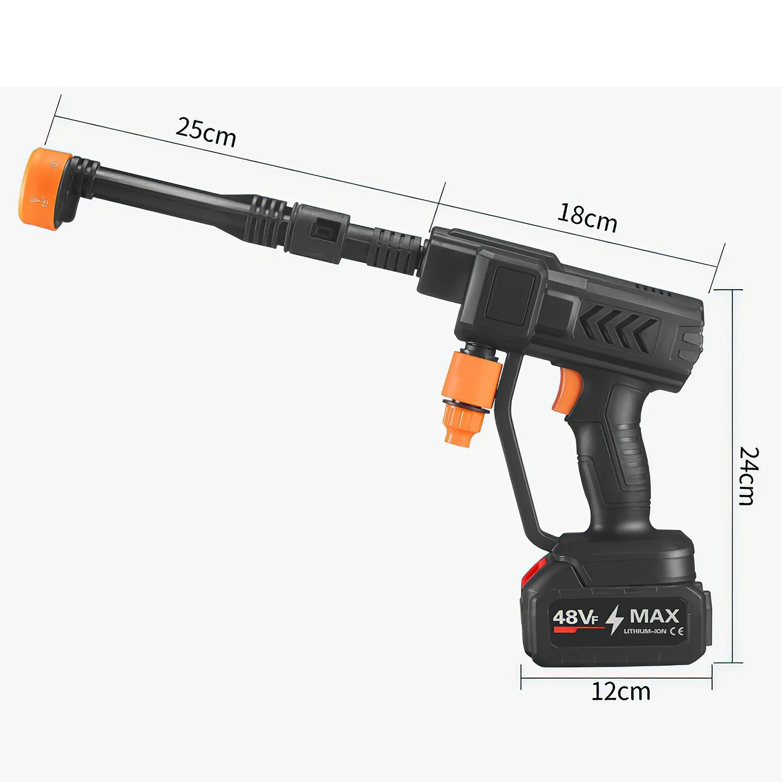 48V Water Gun Spray Cleaner Car Washer 6 In 1 Nozzle, Handheld High Pressure Wa