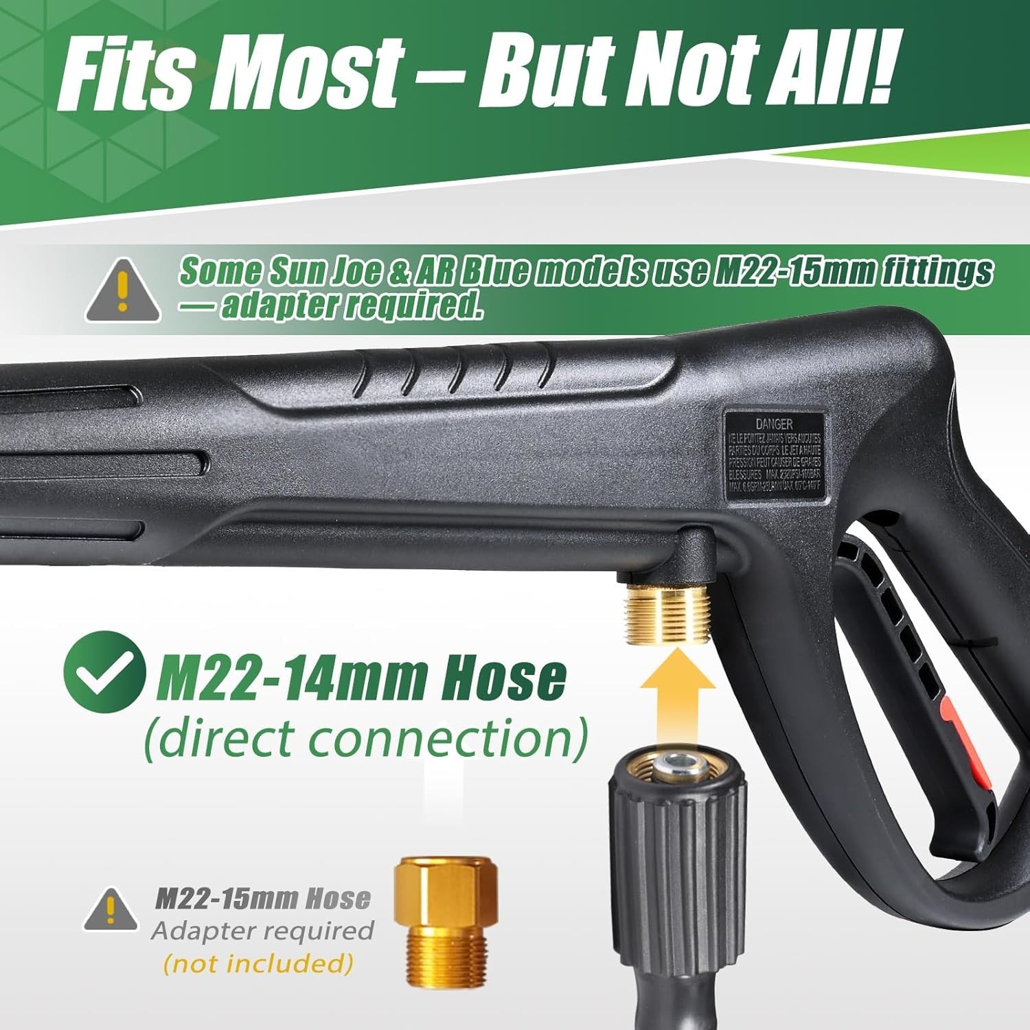 COYARDOR 2320 psi Pressure Washer Gun Extension Wand with 3-Pattern Nozzle