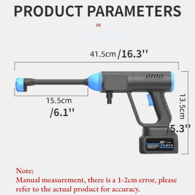 300W 96VH Portable Cordless Water Spray Gun High Pressure Car Washer Cleaner New
