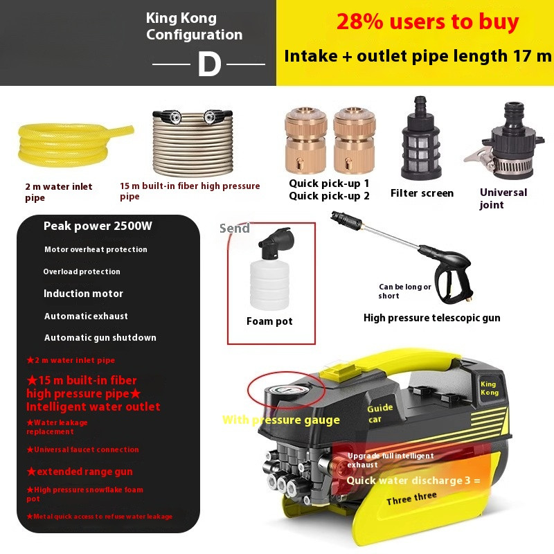 Portable Watering Machine Car Washer High Power Automatic Shut-off Gun Stops