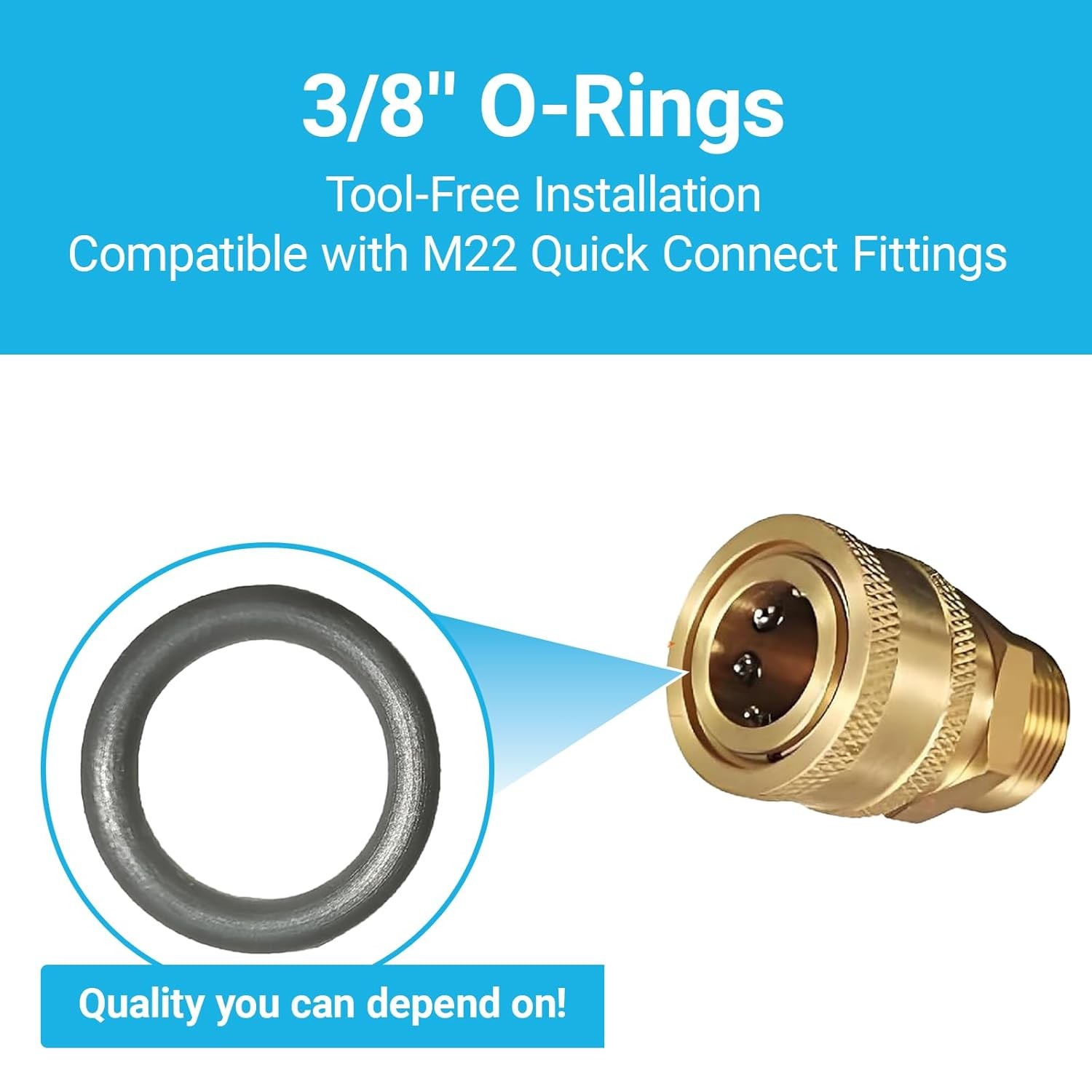 100-Pack 3/8″ Pressure Washer Quick Coupler O-Rings Fit for M22 Grey
