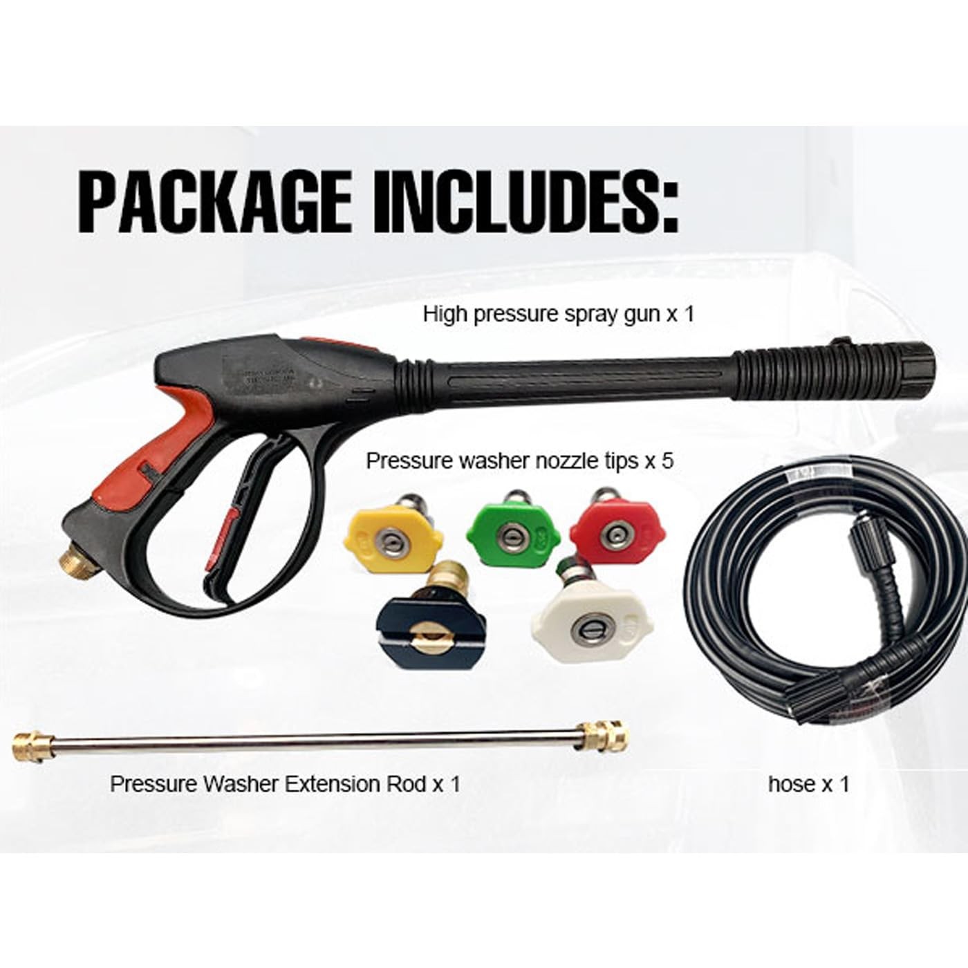 8-Part Pressure Washer Gun Replacement Kit, 5 Quick Connect Spray Nozzles, 36…