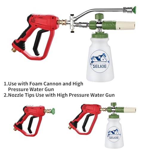Foam Cannon with Double Tip Attachment,Adjustable Dual White Foam Cannon