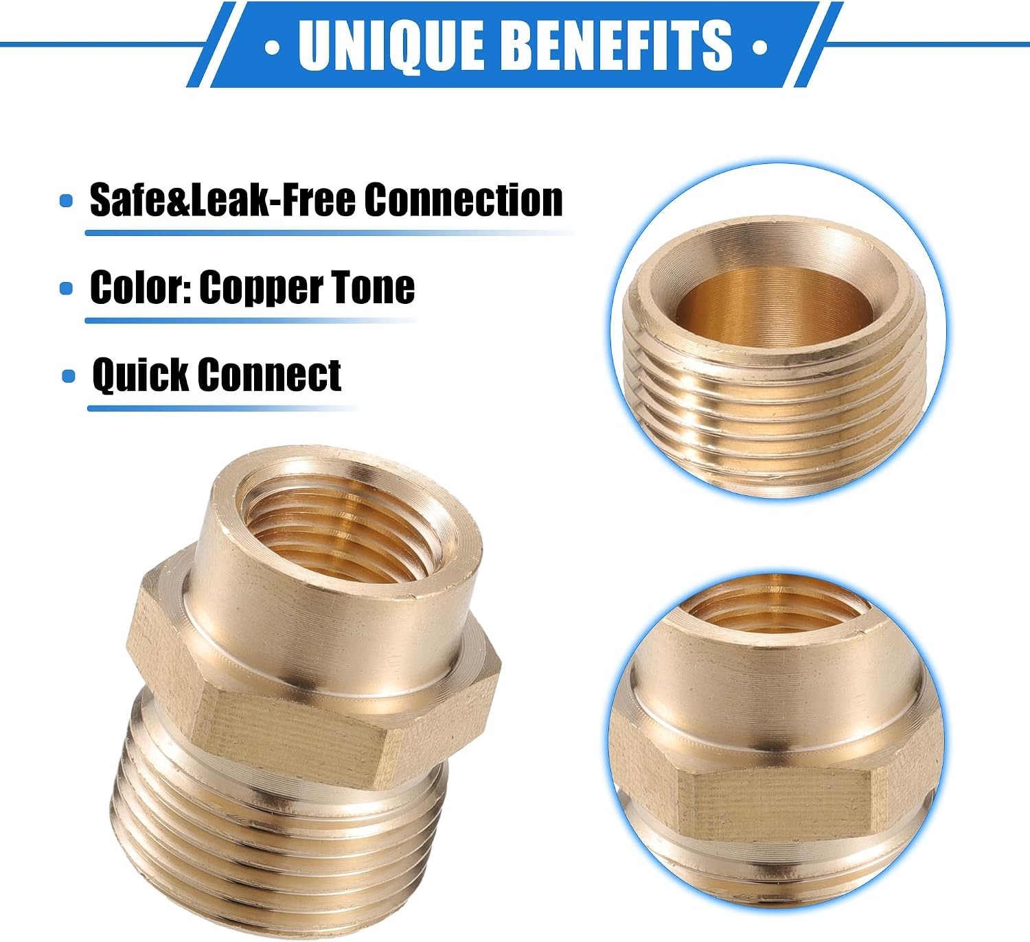 Pressure Washer Adapter M14x1.5 to 14mm M22x1.5 Brass Copper 1pc