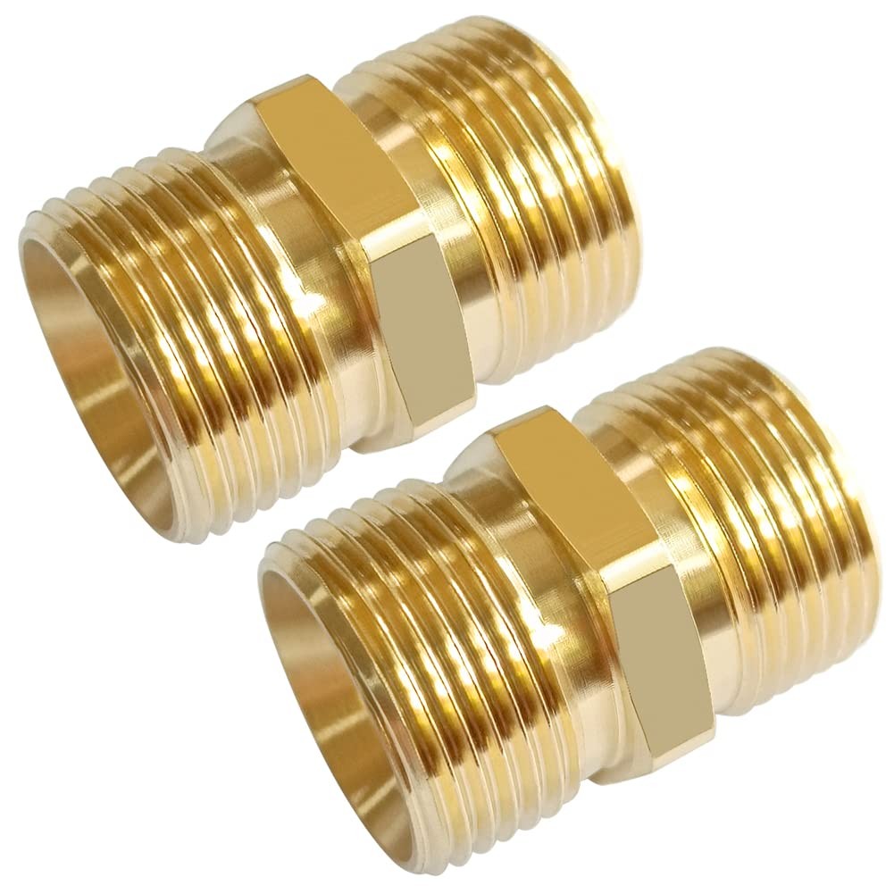2PCS Brass Pressure Washer Hose Extension Coupler, M22-14mm Male x M22-14mm M…