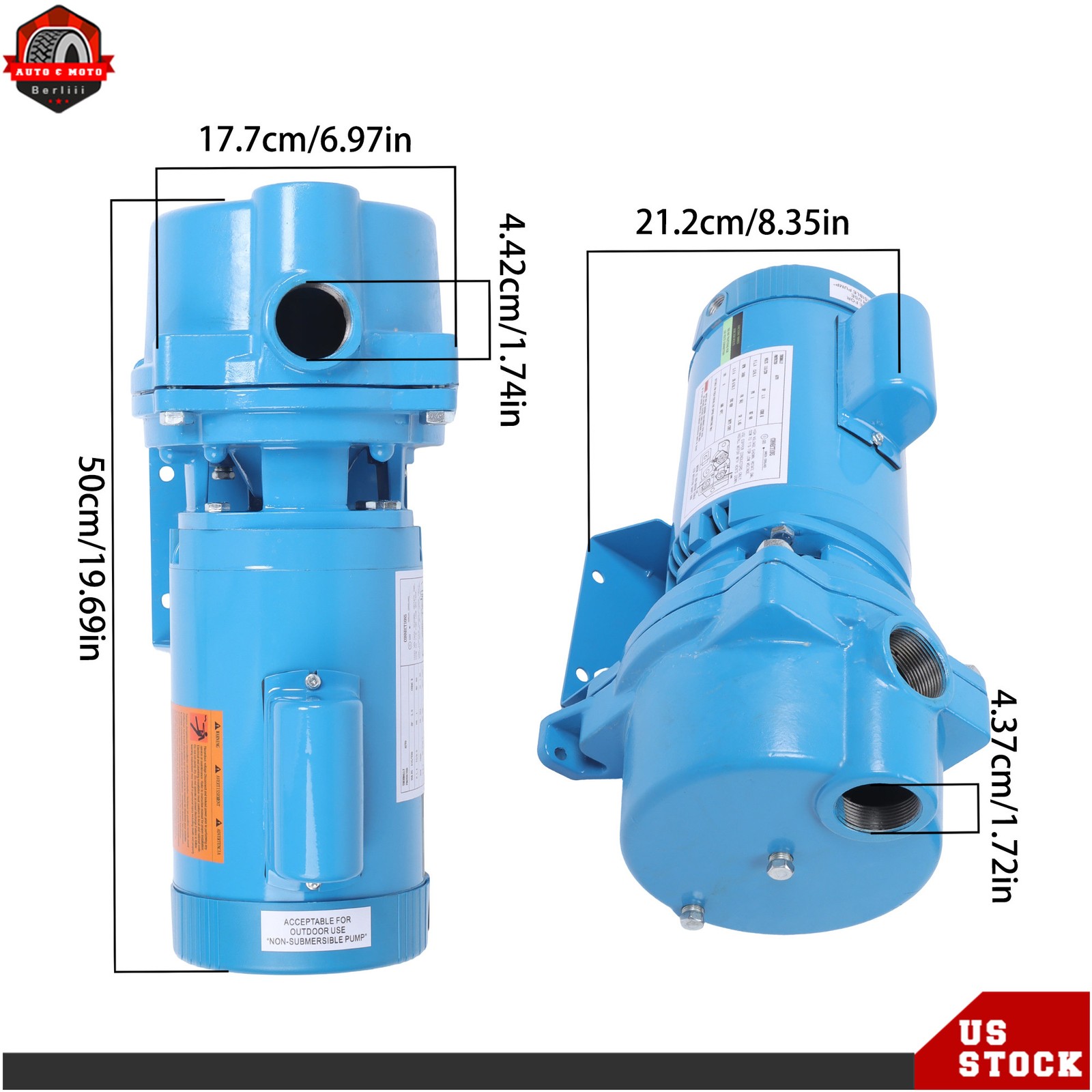 Water Well Irrigation Sprinkler Pump 115/230Volt GT15 Self-Priming Centrifugal