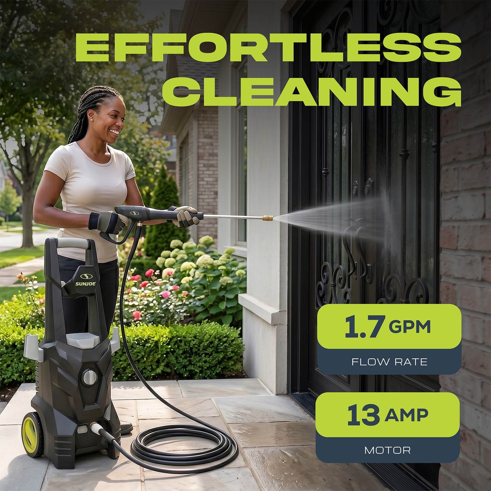 Sun Joe SPX100-GO 1300 Electric Pressure Washer | Portable, Lightweight