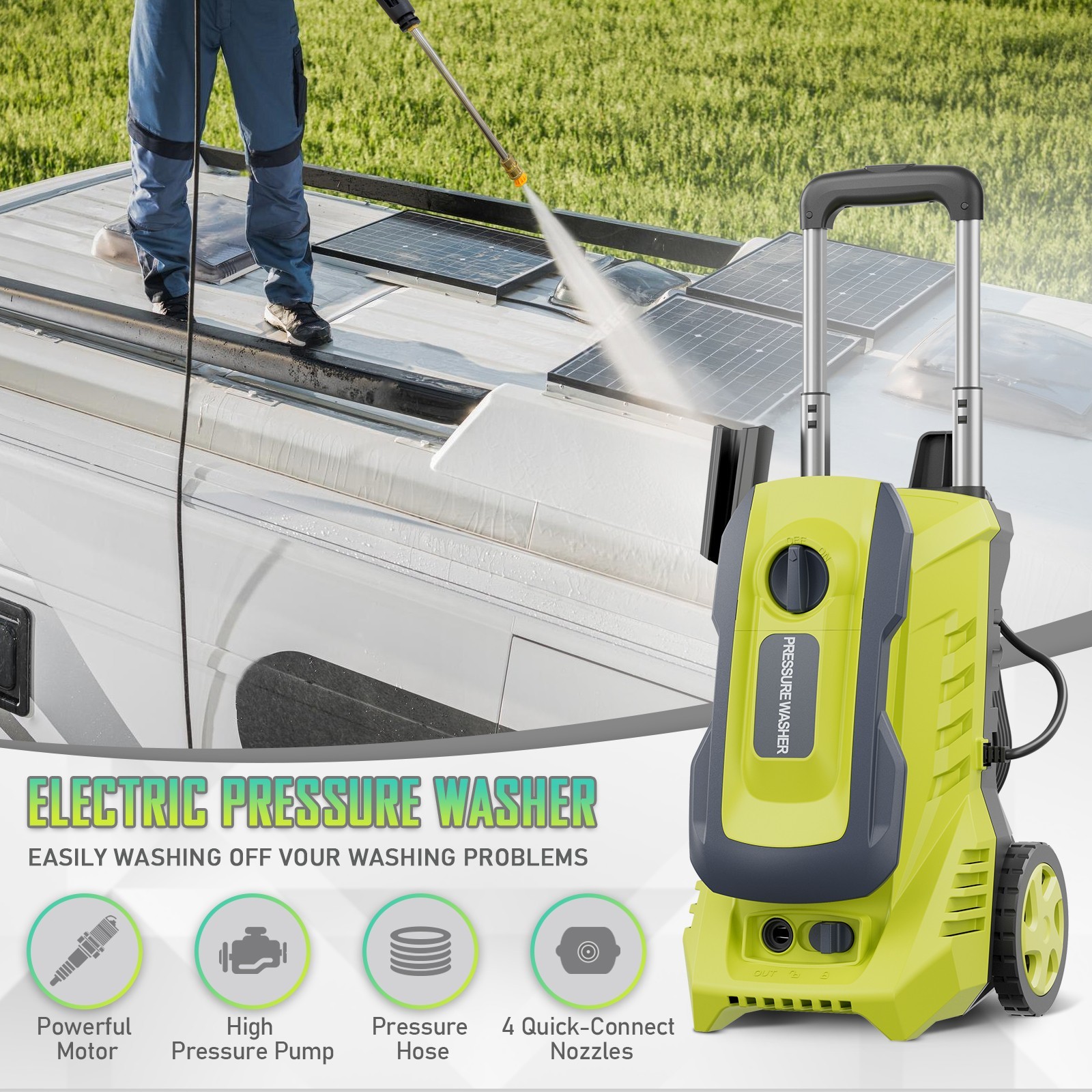 4200 PSI 2.5 GPM High-Pressure Electric Power Cleaner Car Washer Machine Blue