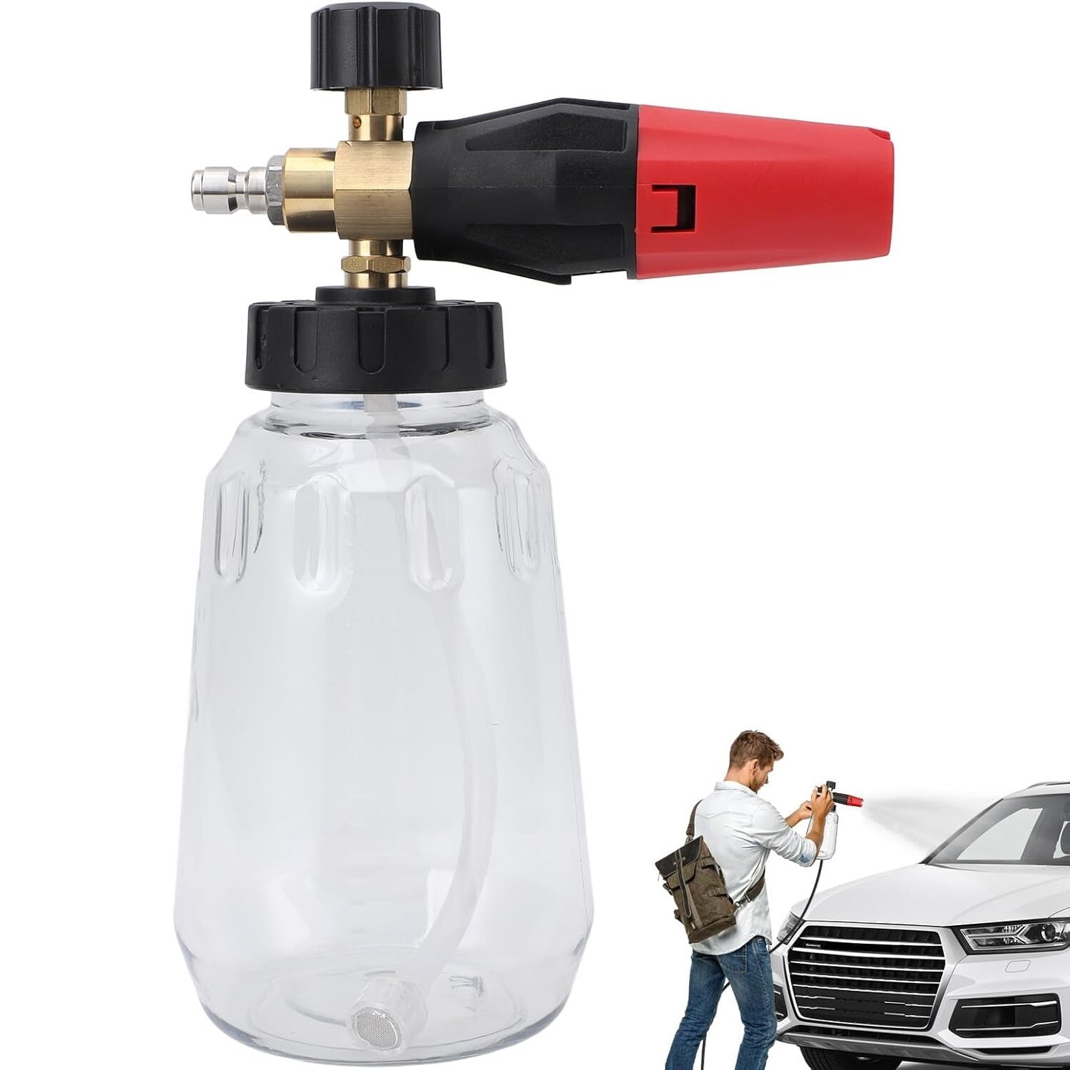 1/4″ Snow Foam Washer Gun Car Wash Soap Lance Cannon Spray Pressure Jet Bottle