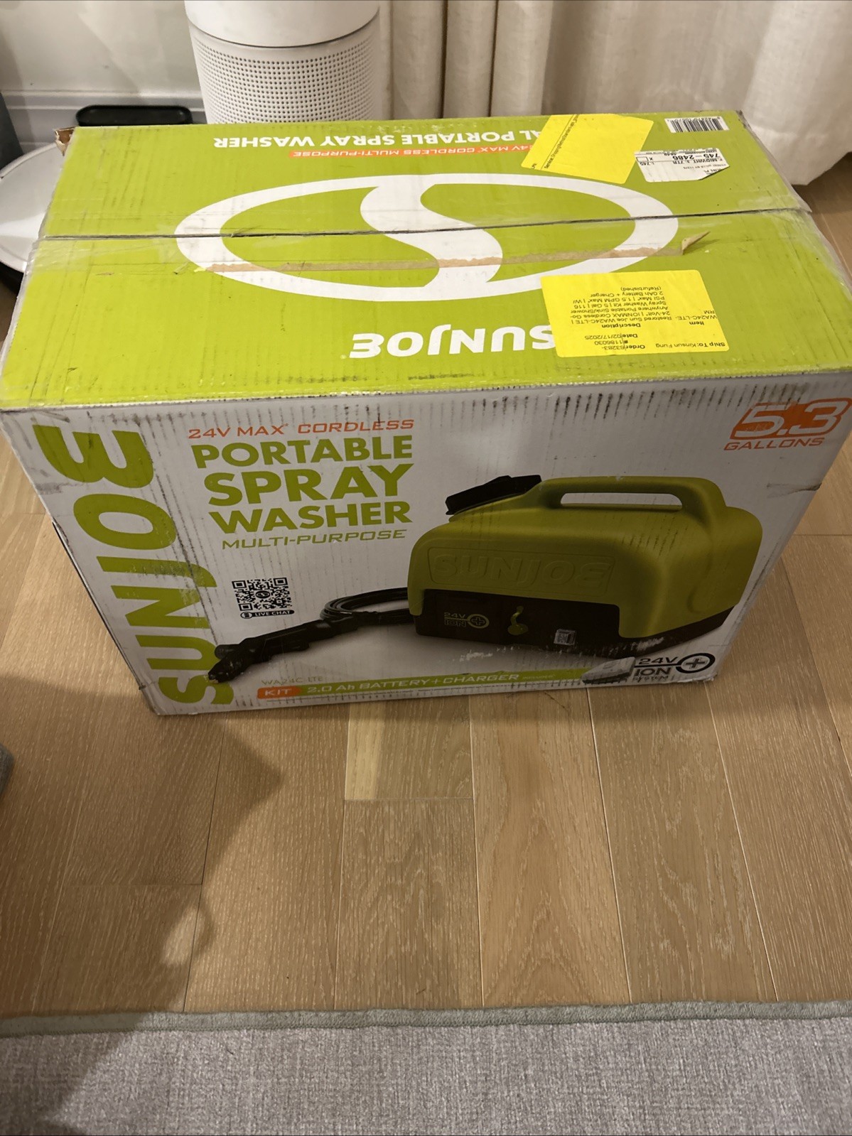 Sun Joe WA24C-LTE 24V Cordless Portable Spray Washer (5.3 Gal, 116 PSI)