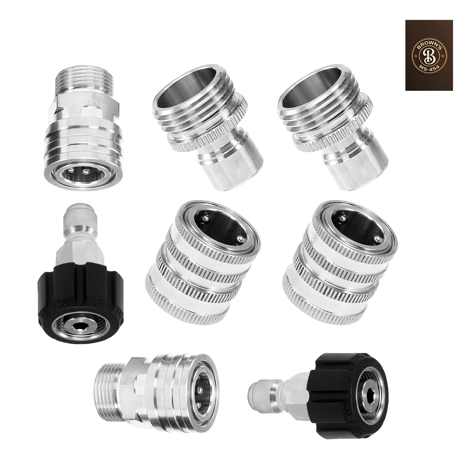 Pressure Washer Adapter Set, Stainless Steel Quick Connect Kit, M22 14mm to 3…