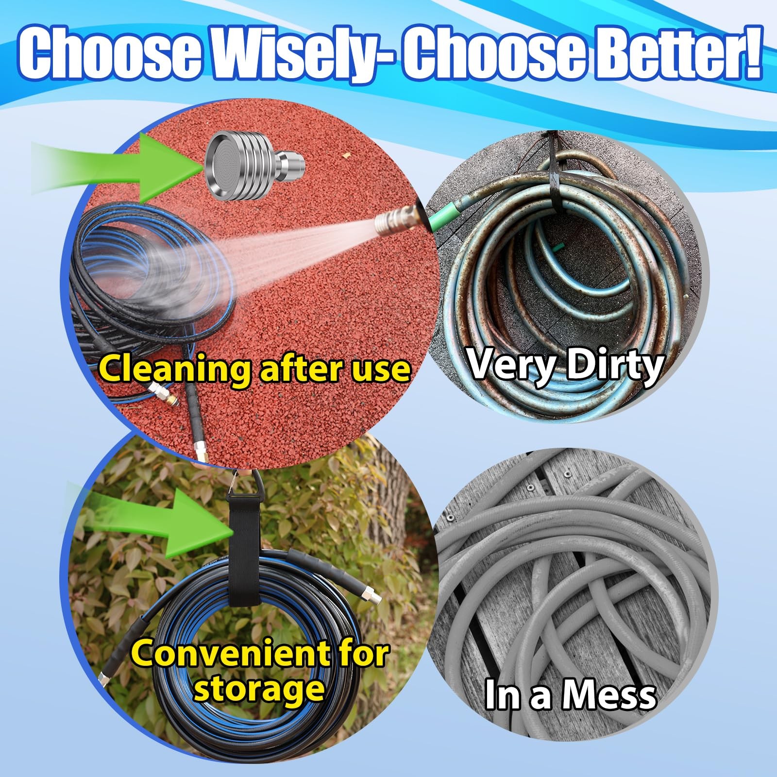 Sewer Jetter Kit for Pressure Washer(150FT),1/4″ NPT Drain Cleaner Hose 5800P…