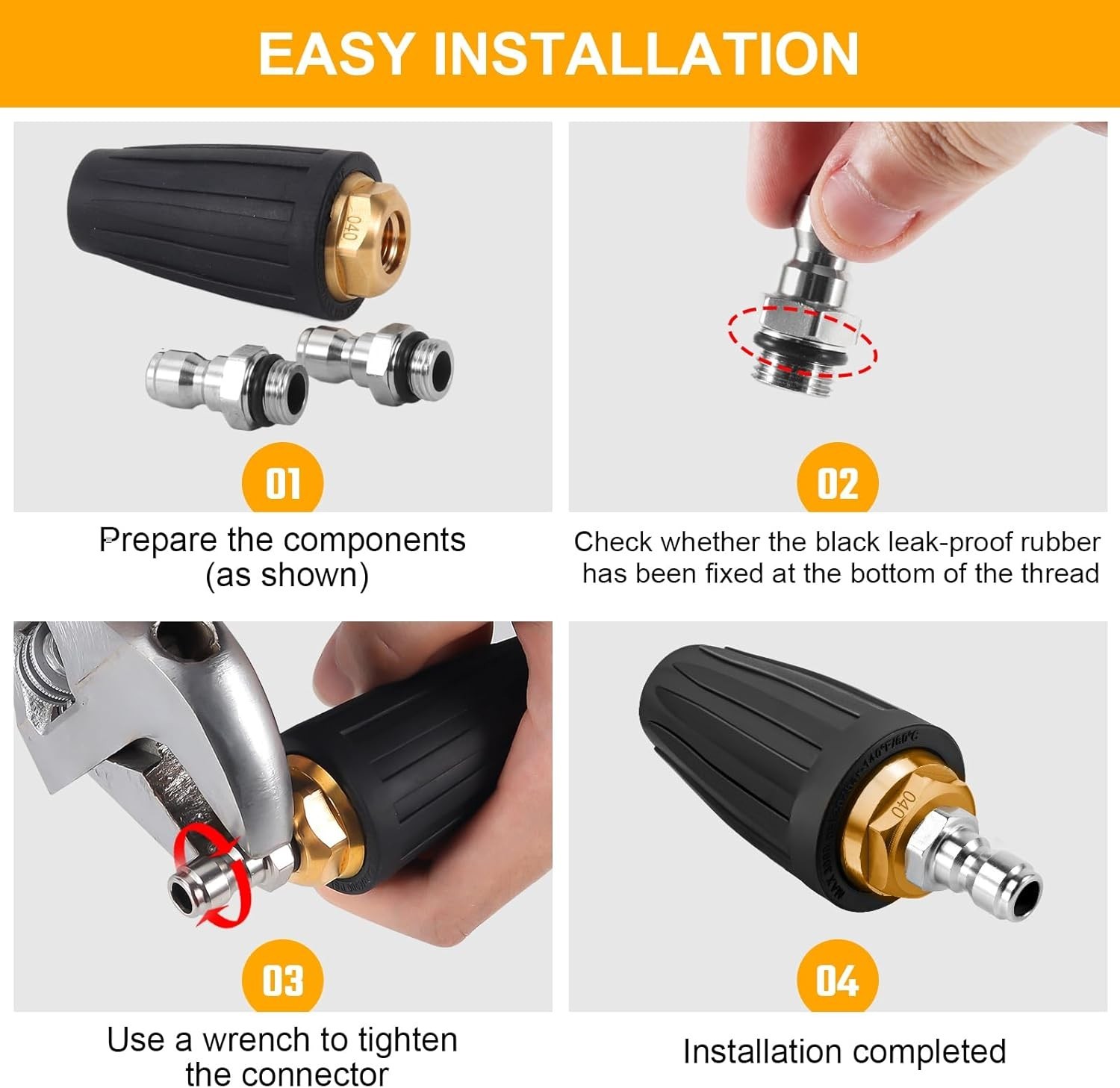 Pressure Washer Turbo Tip Max 4000PSI Turbo Nozzle Kit 360° Rotating Presure …
