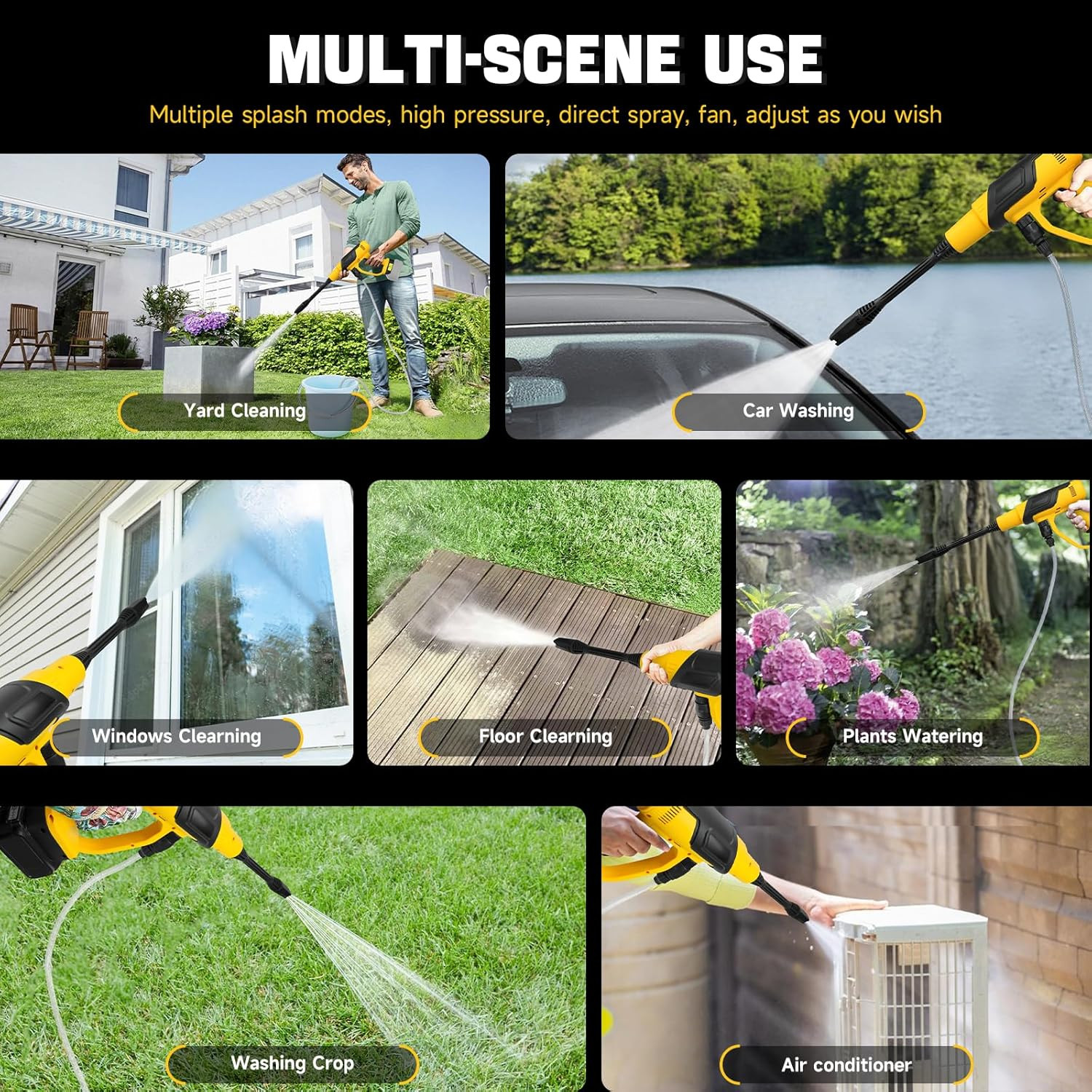 Cordless Pressure Washer Compatible with Dewalt 20V Battery, 380W Brushless Moto
