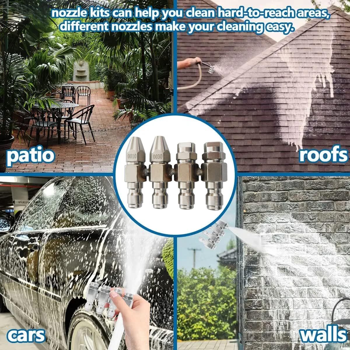 4 GPM Pressure Washer Nozzle J Rod Tip Water Cleaning Soft Wash Nozzle Kit 4-Way
