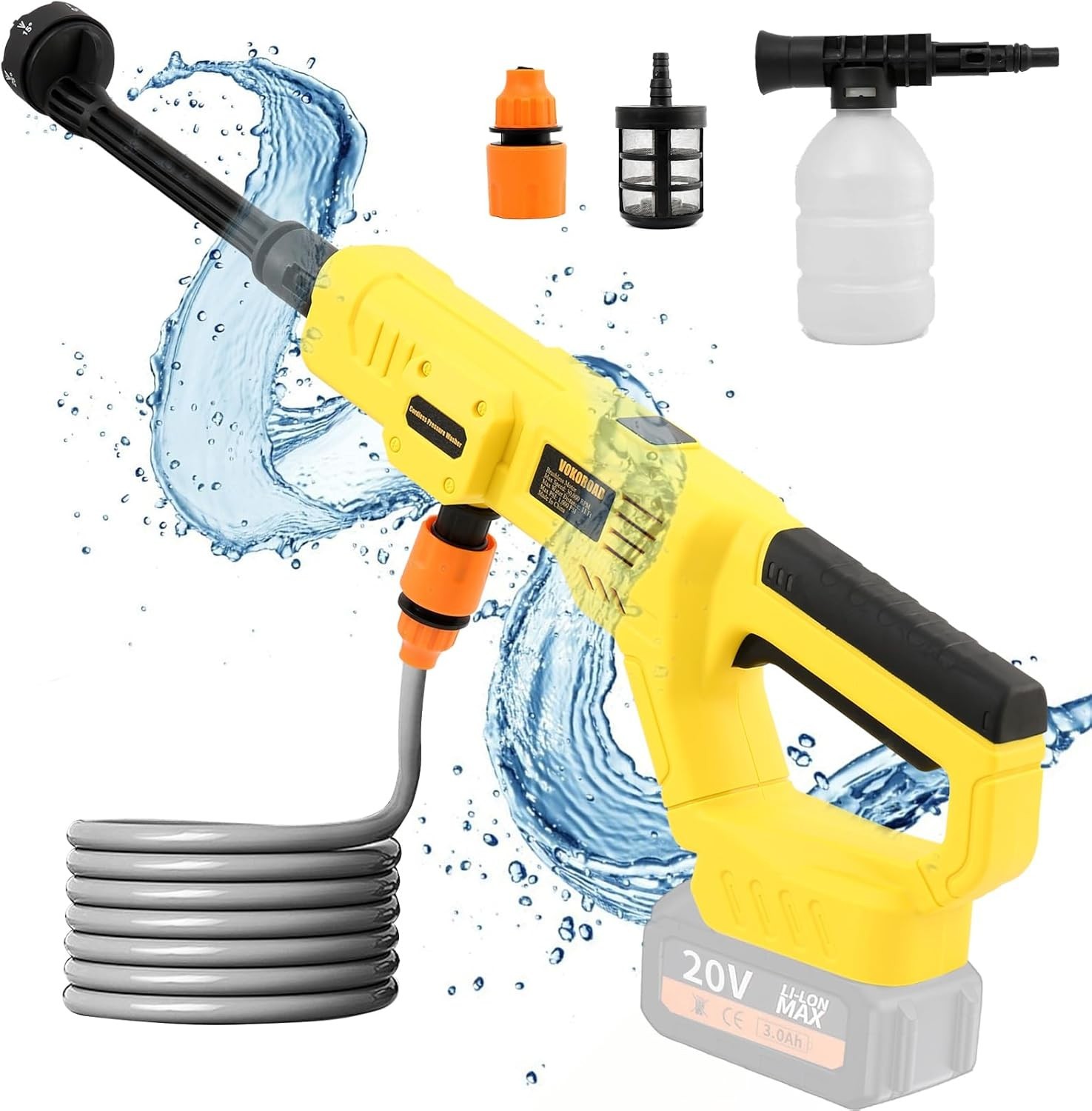 Cordless Pressure Washer Compatible with Dewalt 20V Battery 800 PSI Portable Han