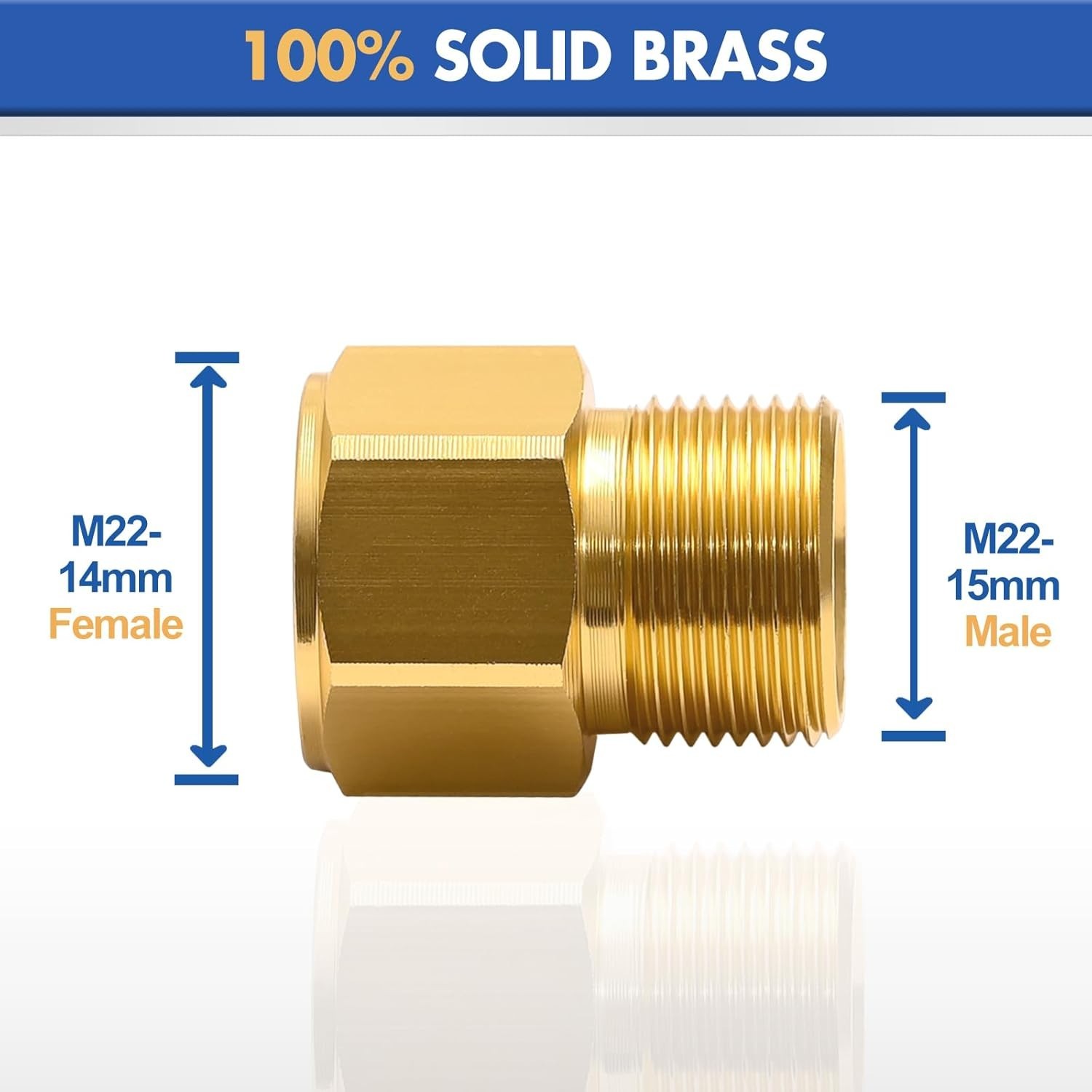 TOOLCY 4000 PSI Pressure Washer M22-14mm Female Thread to M22-15mm Male Fitting