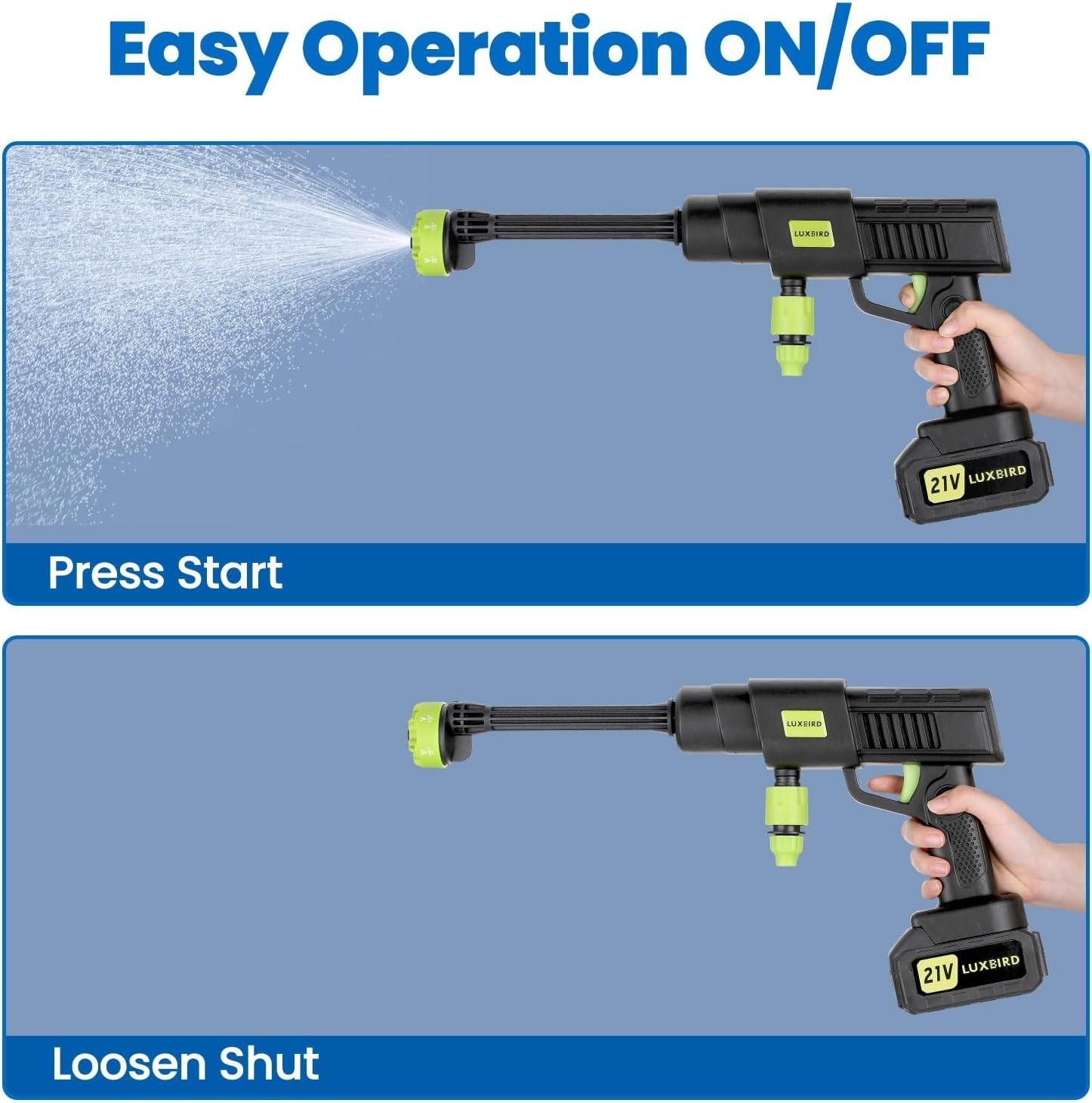 Cordless Electric High Pressure Water Spray Gun Portable Car Washer Cleaner Tool