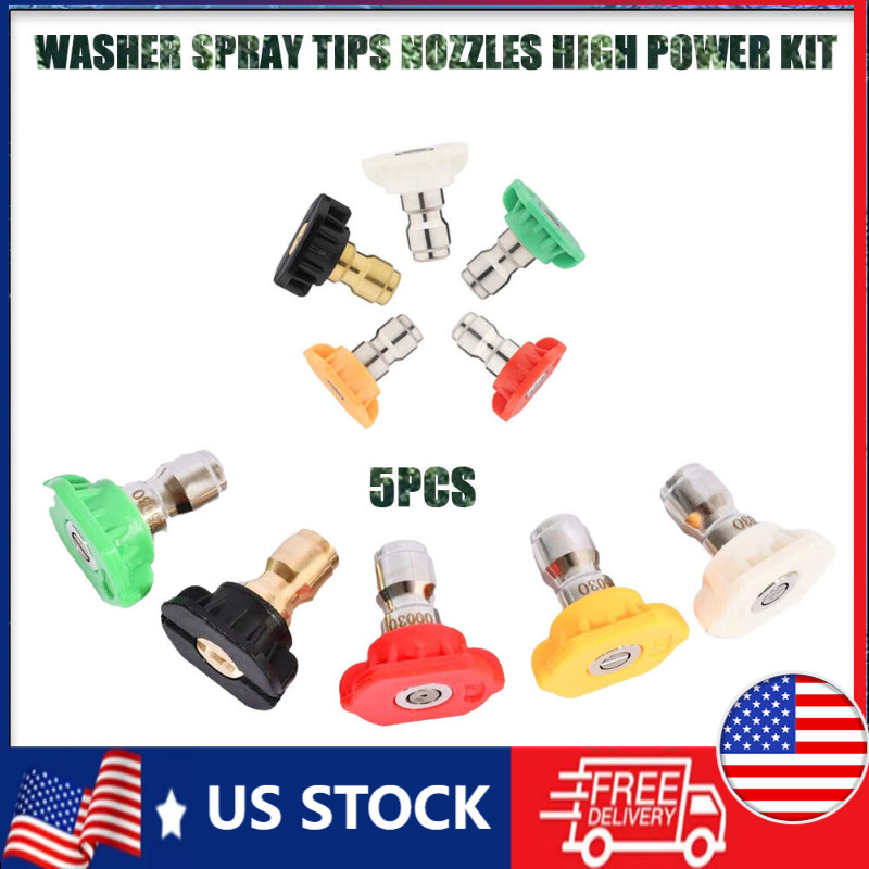 5pcs Quick Connect 1/4 Set Pressure Washer Nozzles Versatile Cleaning Spray Tips