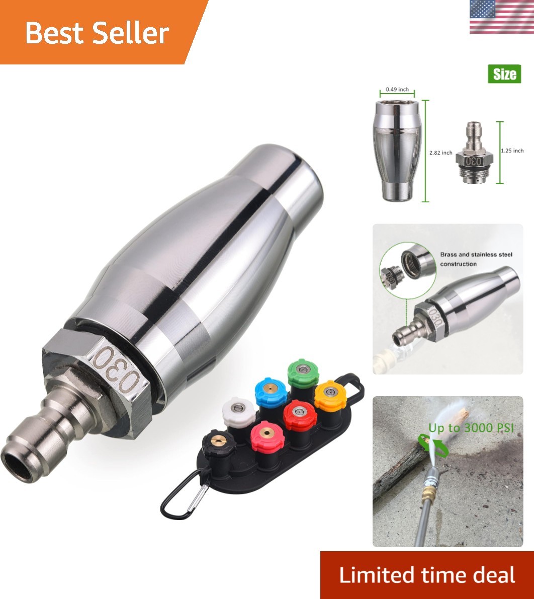 High-Performance Turbo Nozzle for Pressure Washer with 7 Tips & Holder 3600 PSI