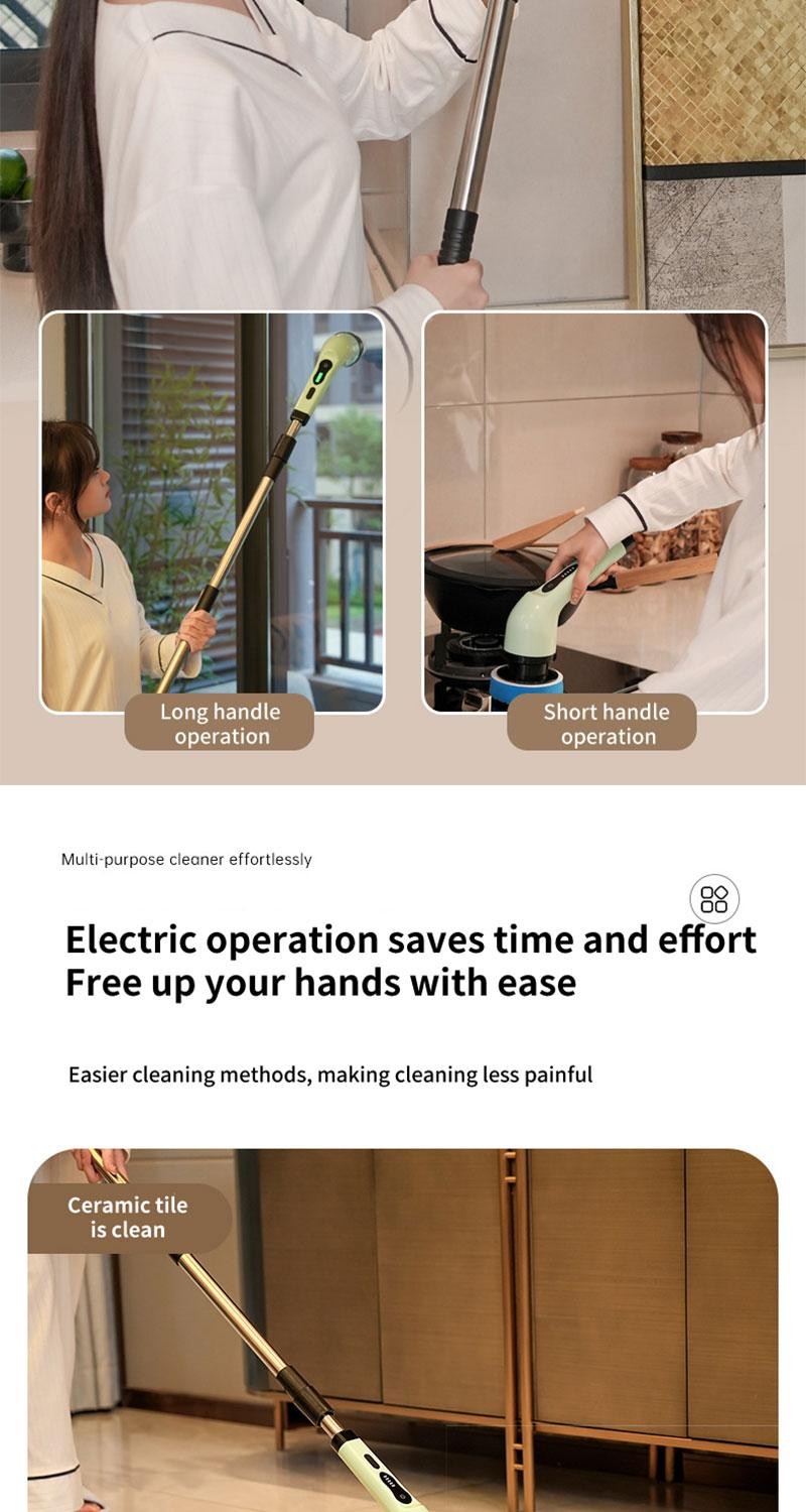 Electric Cleaning Brush 2-gear Electric Rotary Floor Scrubber Wireless Cordless