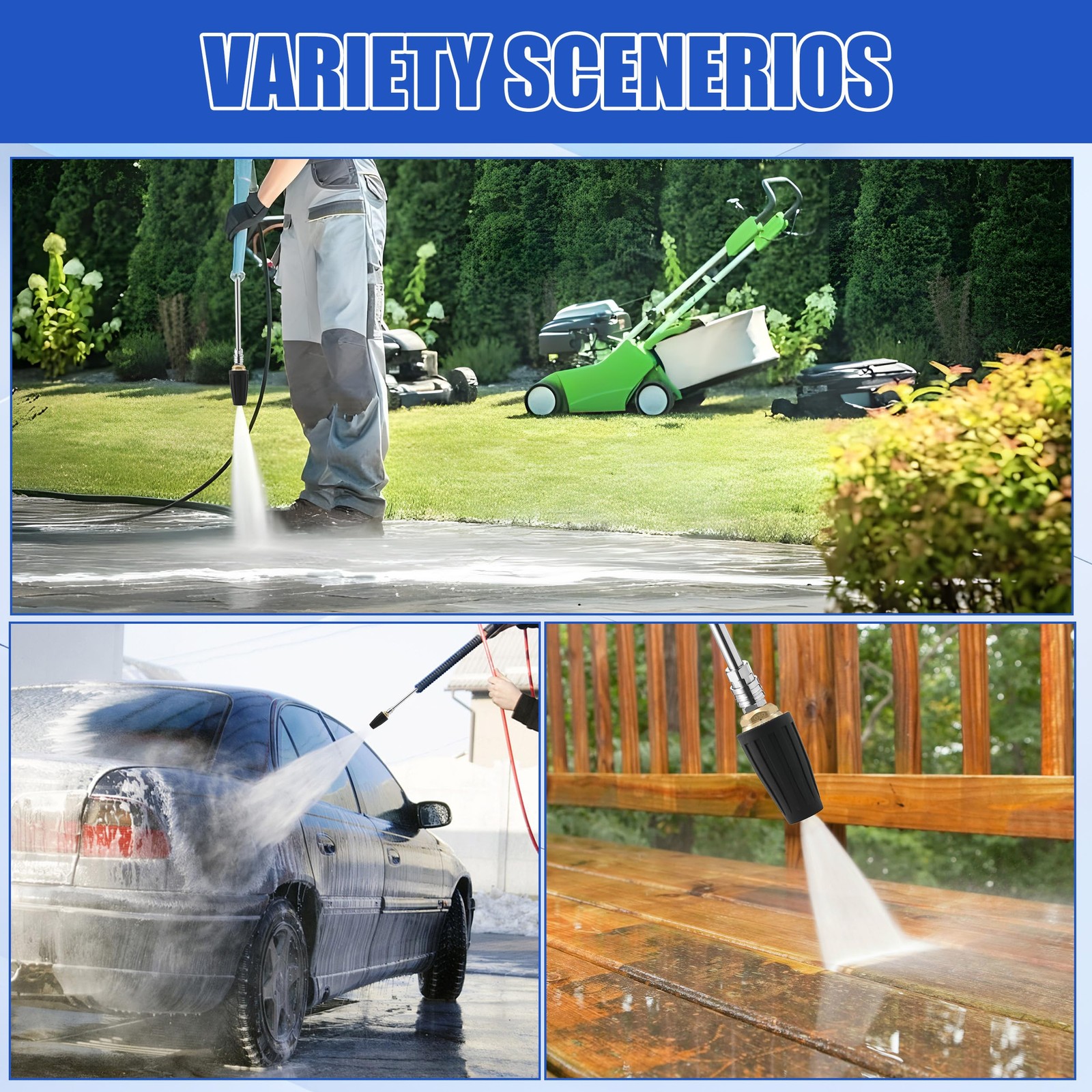 Pressure Washer Turbo Nozzle Tips with 7 Spray Nozzles and Holder