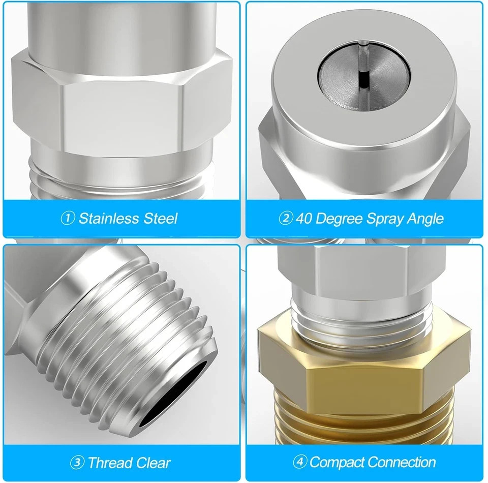 40 Degree Surface Cleaner Tips, 1/4 Inch NPT Male, 2.5 Orifice, 4000 PSI Threade