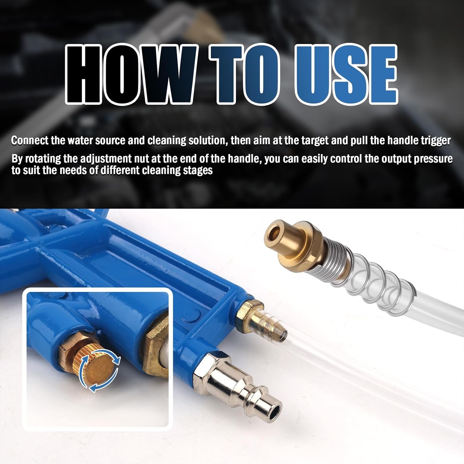 High Pressure Pneumatic Siphon Spray Gun with Bent Elbow Nozzle for Engine