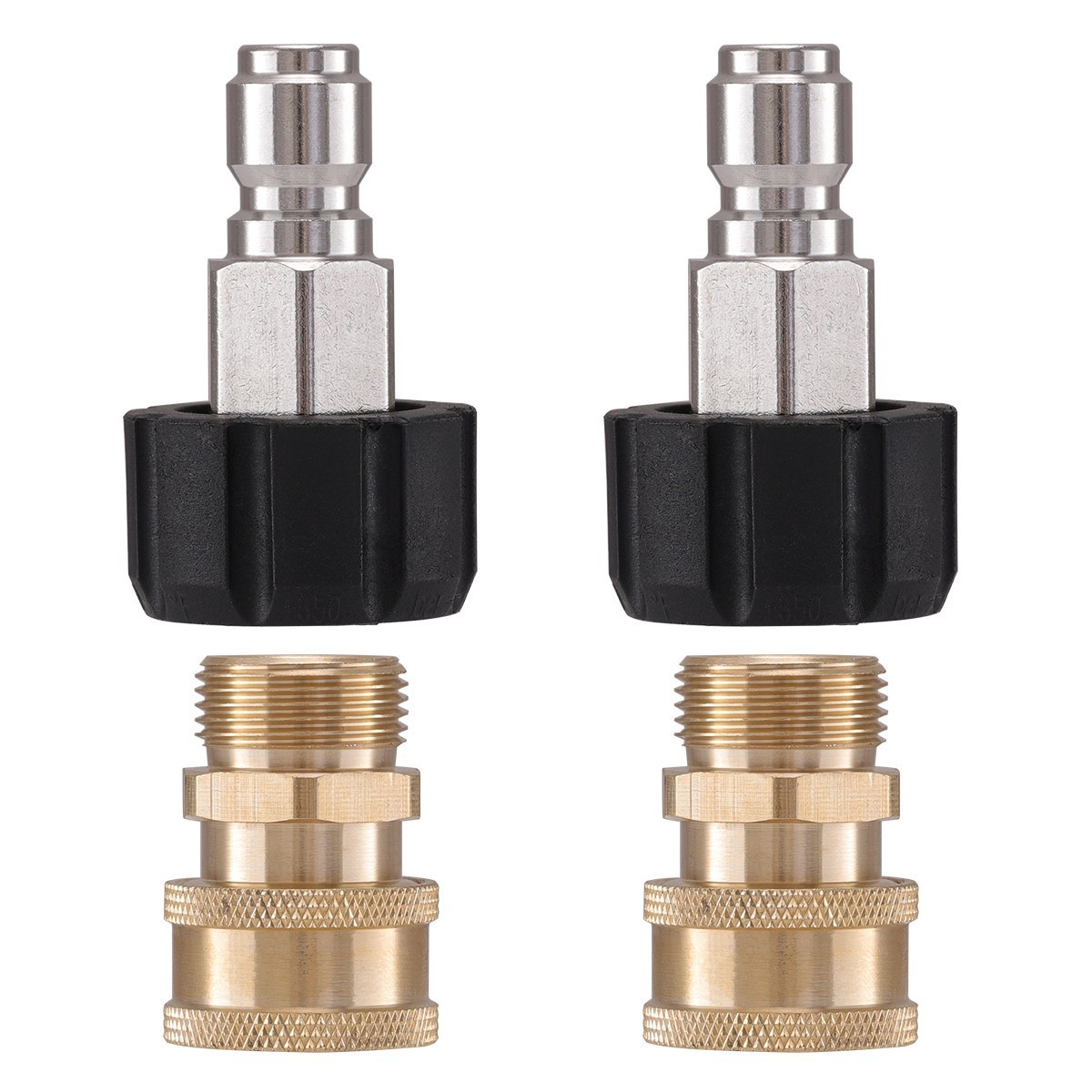 Pressure Washer Quick Connect 4PCS Kit M22 14mm Swivel Fitting 3/8 Brass Coupler