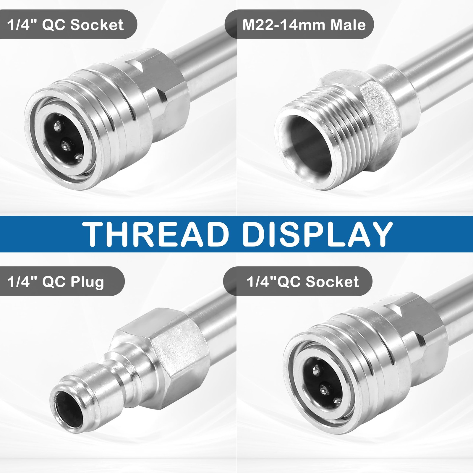 Pressure Washer Wand Extension Kit Stainless Steel Lance M22 1/4 Inch 17 Inch