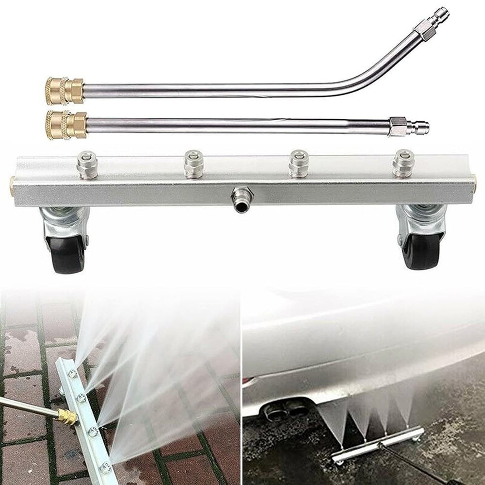 Undercarriage Pressure Car Washer Attachment 4000PSI Cleaner Water Broom 4Nozzle