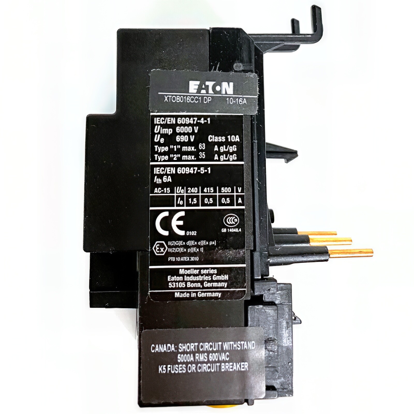 Eaton Overload Relay XTOB016CC1DP, 10-16 Amp, Genuine OEM Parts