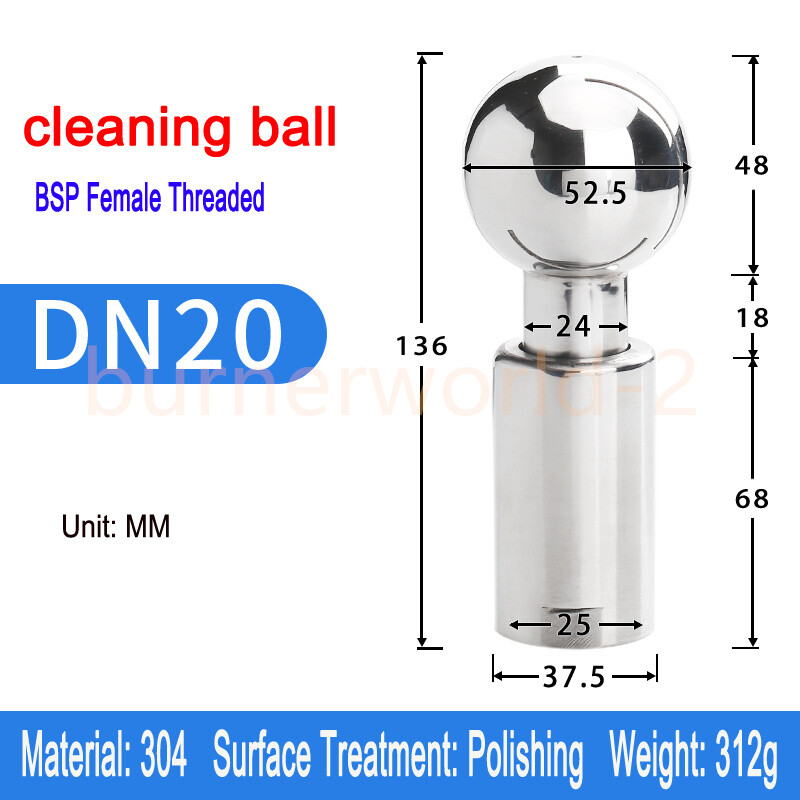 1PCS 1/2″ 3/4″1″ 2″ Rotating Tank Washing Nozzl# Rotary Spray Ball Cleaning Head