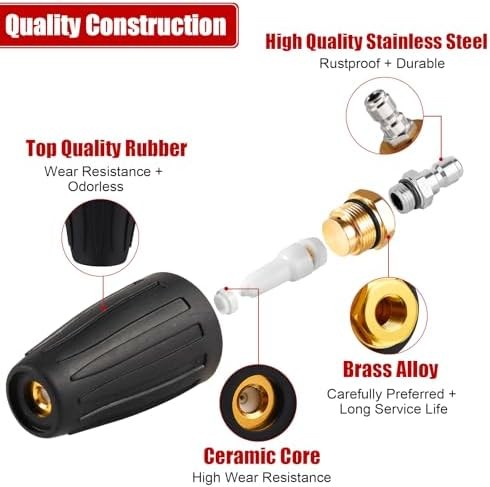 Pressure Washer Tips Turbo Nozzle Pressure Washer 4000 PSI Max Rotating Pressure