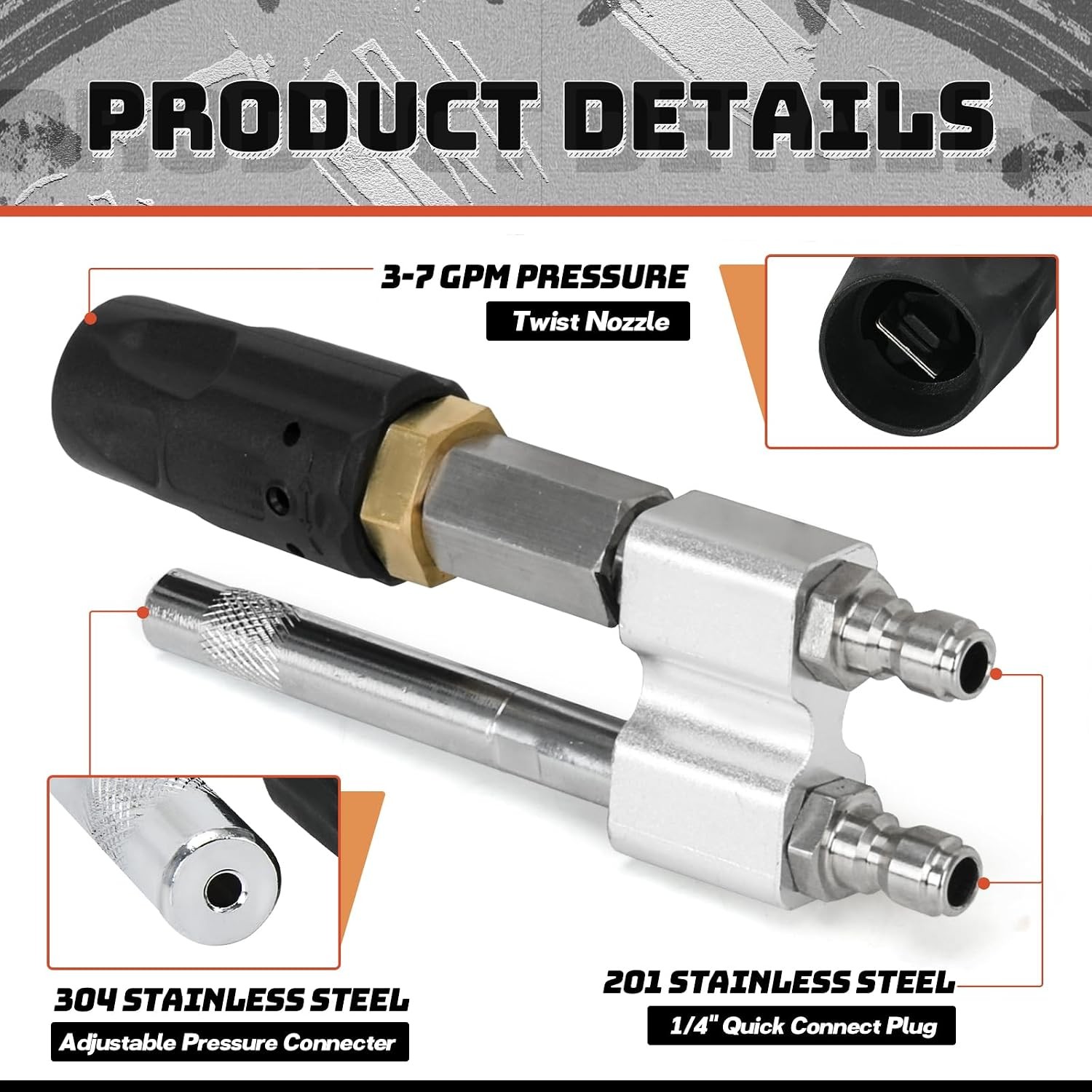 Shooter Tip M5 Twist Nozzle for Pressure Washer, 3-7 GPM, Adjustable Long Range
